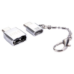 Micro USB Female to USB-C / Type-C Male + USB 2.0 Female to USB-C / Type-C Male Metal Adapter