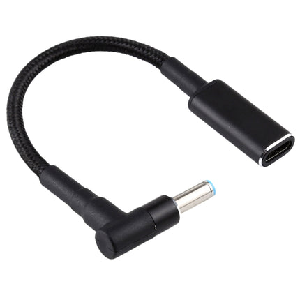PD 100W 18.5-20V 4.5 x 0.6mm Elbow to USB-C / Type-C Adapter Nylon Braid Cable for HP, 4.5 x 0.6mm