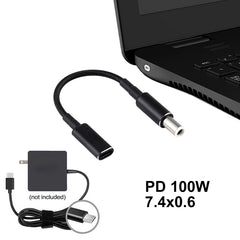 PD 100W 18.5-20V 7.4 x 0.6mm to USB-C / Type-C Adapter Nylon Braid Cable for Dell, 7.4 x 0.6mm