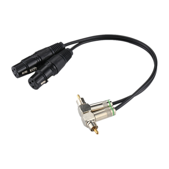 2 Cinch-Winkelstecker auf 2 x 3-polige XLR-CANNON-Buchse, Audio-Anschluss-Adapterkabel für Mikrofon/Audio-Geräte, Gesamtlänge: ca. 34 cm, 2 Cinch-Winkelstecker