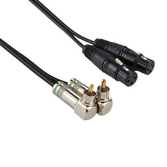 2 RCA Elbow Male to 2 x 3 Pin XLR CANNON Female Audio Connector Adapter Cable for Microphone / Audio Equipment, Total Length: about 34cm, 2 RCA Elbow Male