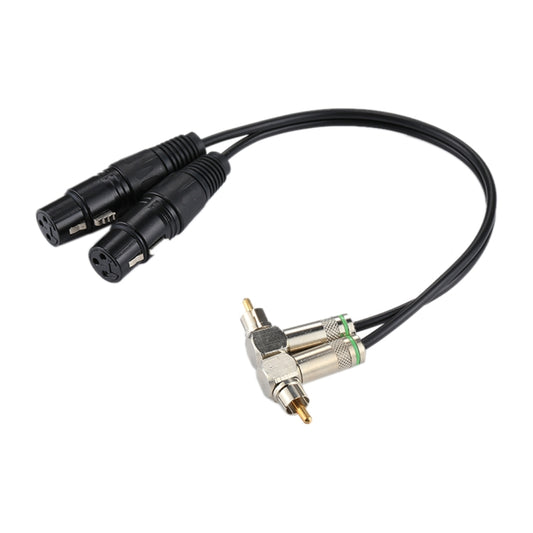 Cable adaptador de conector de audio hembra CANNON de 2 RCA a 2 x 3 pines XLR para micrófono/equipo de audio, longitud total: aproximadamente 34 cm, 2 RCA macho acodado