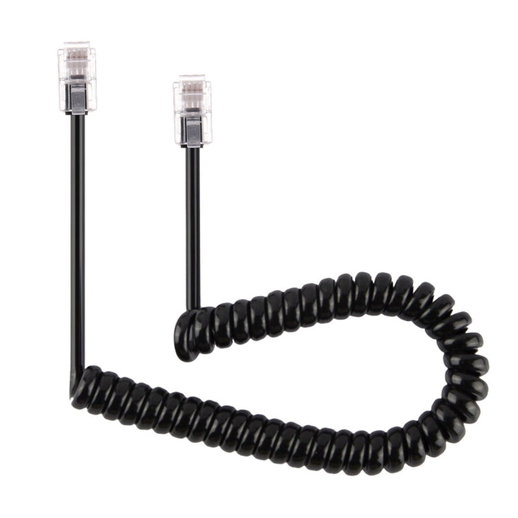 4 Core Male to Male RJ11 Spring Style Telephone Extension Coil Cable Cord Cable, Stretch Length: 2m(Black), Length: 2m