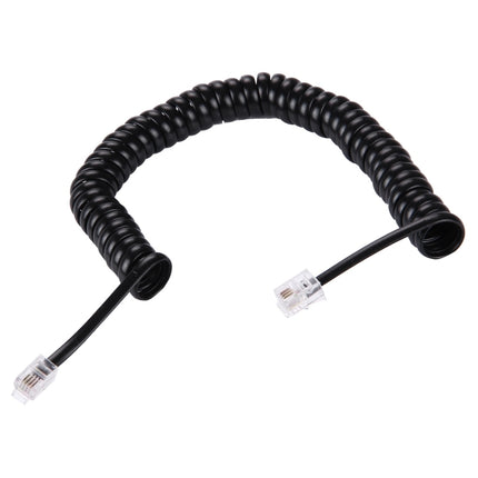 Cable de extensión de teléfono con resorte RJ11 de 4 núcleos macho a macho, longitud elástica: 2 m (negro), longitud: 2 m