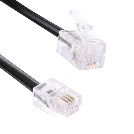 Cable de extensión de teléfono con resorte RJ11 de 4 núcleos macho a macho, longitud elástica: 2 m (negro), longitud: 2 m
