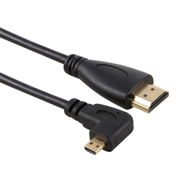 50 cm 4K HDMI-Stecker auf Micro HDMI links abgewinkelter Stecker, Adapterkabel mit vergoldetem Anschluss, 50 cm links