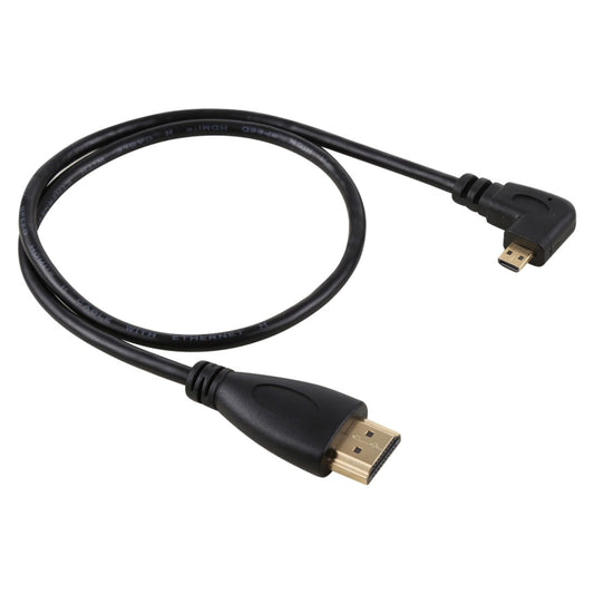 50cm 4K HDMI Male to Micro HDMI Left Angled Male Gold-plated Connector Adapter Cable, 50cm Left