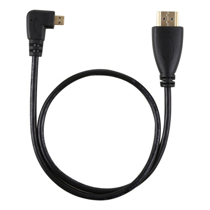 50cm 4K HDMI Male to Micro HDMI Left Angled Male Gold-plated Connector Adapter Cable, 50cm Left