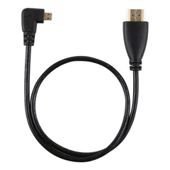 50 cm 4K HDMI-Stecker auf Micro HDMI links abgewinkelter Stecker, Adapterkabel mit vergoldetem Anschluss, 50 cm links