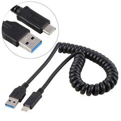 1.5m High Speed USB 3.0 Male to USB-C / Type-C Male Retractable Spring Extension Cable, USB 3.0 Male to Type-C Male