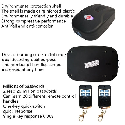 Electric Garage Door Controller Rolling Door Roll Gate Remote Control Plug-Chain Motor Receiver with Cable, with Cable