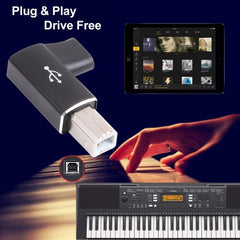 USB-C / Type C Female to USB 2.0 B MIDI Male Adapter for Electronic Instrument / Printer / Scanner / Piano