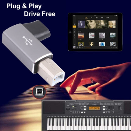 USB-C / Type C Female to USB 2.0 B MIDI Male Adapter for Electronic Instrument / Printer / Scanner / Piano