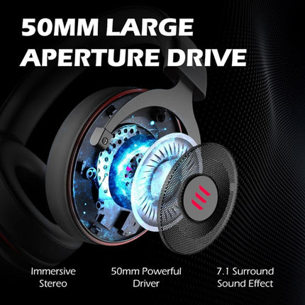 EKSA E900 Pro 7.1 Gaming Wire-Controlled Head-mounted USB Luminous Gaming Headset with Microphone