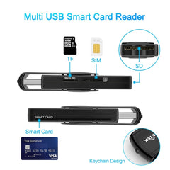 ROCKETEK CR310 USB 2.0 + TF Card + SD Card + SIM Card + Smart Card Multi-function Card Reader, USB 2.0