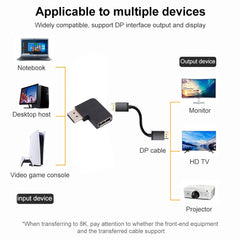 8K DisplayPort Male to DisplayPort Female Elbow Adapter, DP Male to DP Female Elbow