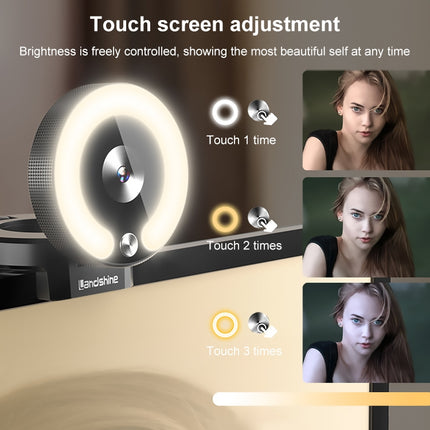 Landshine 90 Degree Wide-angle 2K USB Autofocus Computer Live Beauty HD Camera with Ring Light