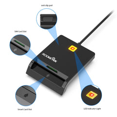 Rcoketek CR301 Smart CAC Card Reader USB 2.0 Bank Card SIM Card Tax Reader