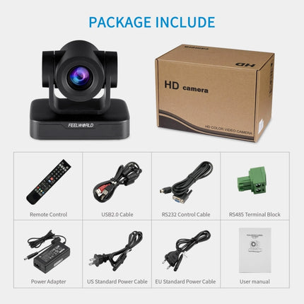 FEELWORLD USB10X 10X Optical Zoom 1080P USB PTZ Video Conference Camera, EU and US Plug, USB10X
