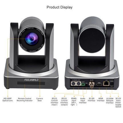 FEELWORLD POE20X Simultaneous 20X Optical Zoom Live Streaming PTZ Camera, EU and US Plug