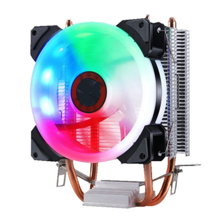 W-X3 3 Pin 9cm Double Copper Pipe Mute LED CPU Cooler Fan