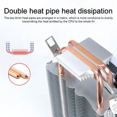 W-X3 3 Pin 9cm Double Copper Pipe Mute LED CPU Cooler Fan