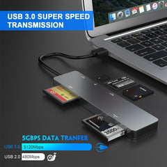 Rocketek CR308 USB3.0 Multi-function Card Reader CF / CFast / SD / MS / TF Card 5 in 1