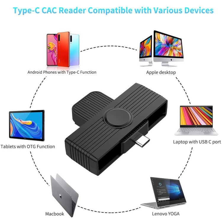 Rocketek CR318-C Type-C Smart Card / SIM / ID / CAC Card Reader, Type-C