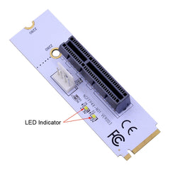 NGFF M.2 Key M to PCI-E 1X / 4X / 8X / 16X Graphics Card Mining Slot Adapter Riser Converter Card with LED & 4 Pin Power Cable