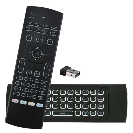 MX3-L White Backlit Version 2.4GHz Fly Air Mouse Wireless Keyboard Remote Control, White Backlit Version