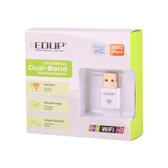 EDUP EP-AC1619 Mini Wireless USB 600Mbps 2.4G / 5.8Ghz 150M+433M Dual Band WiFi Network Card for Nootbook / Laptop / PC, EP-AC1619 600Mbps (White), EP-AC1619 600Mbps (Black)