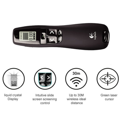 Logitech R800 2.4Ghz USB Wireless Presenter PPT Remote Control Flip Pen, R800