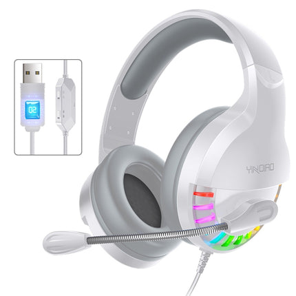 YINDIAO Q2 Head-mounted Wired Gaming Headset with Microphone, Version: Single USB Sound Card, Q2 Single USB Sound Card(White)