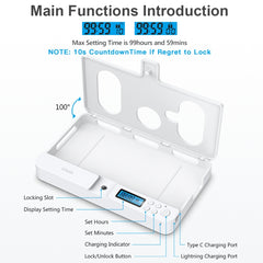 Self-discipline Smart Phone Lock Timing Box, lock01 White