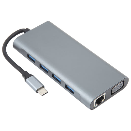11 in 1 USB-C / Type-C to USB Docking Station HUB Adapter(100M Network Port), 100M Network Port