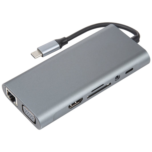 11 in 1 USB-C / Type-C to USB Docking Station HUB Adapter(100M Network Port), 100M Network Port