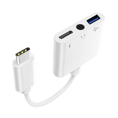 3 in 1 USB-C / Type-C Male to Type-C + USB + 3.5mm Female OTG Adapter, 3 in 1 OTG Adapter