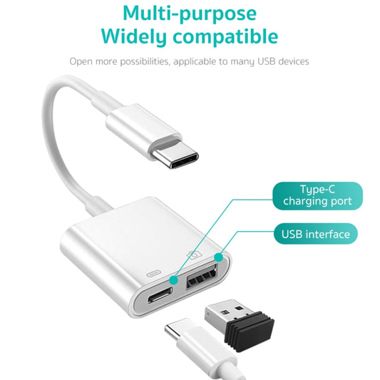 S-211 2 in 1 USB-C / Type-C Male to Type-C + USB Female Camera Adapter, S-211