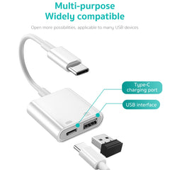 S-211 2 in 1 USB-C / Type-C Male to Type-C + USB Female Camera Adapter, S-211