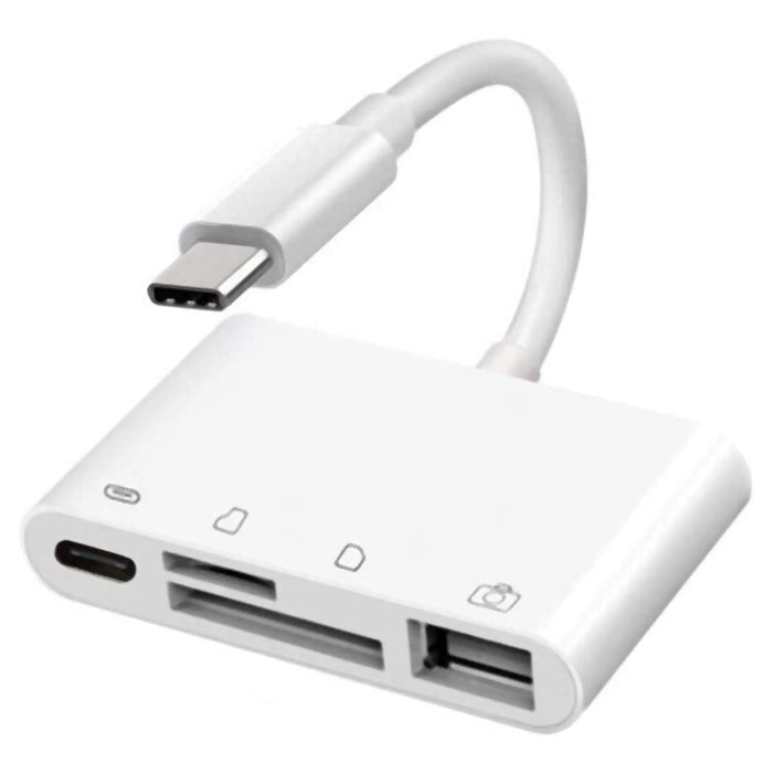 Lector de cámara 4 en 1 USB-C macho a SD + TF + USB + Tipo-C hembra, NK108LTC