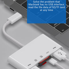 NK-1032TC 5 in 1 USB-C Male to SD / TF / 2xUSB / Type-C Female Adapter, NK1032TC