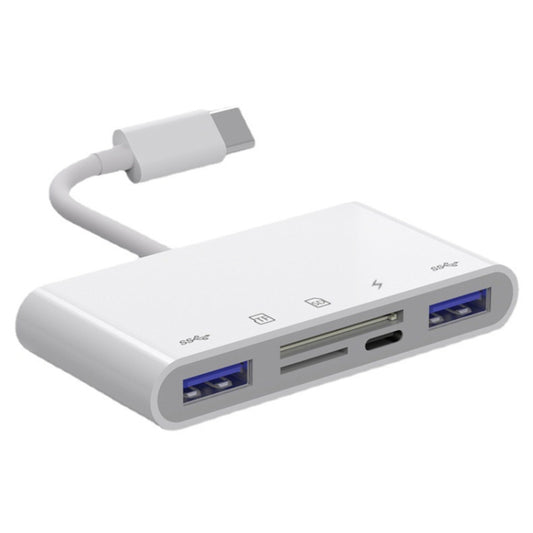 NK-1032TC 5 in 1 USB-C Male to SD / TF / 2xUSB / Type-C Female Adapter, NK1032TC