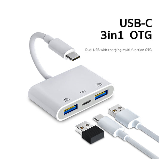 S-202 3 in 1 USB-C / Type-C Male to Type-C + 2 x USB Female Camera Adapter, S-202