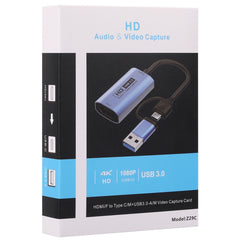 Z29C HDMI/F Female to USB-C / Type-C+USB 3.0/M Male HD Video Capture Card, Z29C