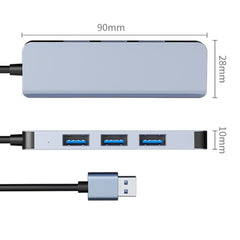 4 in 1 USB to USB3.0x4 HUB Adapter, Cable Length: 1.2m, BYL-2013U3 12cm