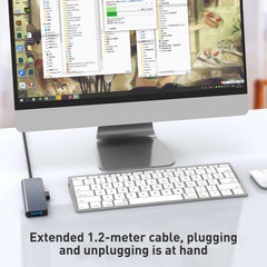 4 in 1 USB to USB3.0x4 HUB Adapter, Cable Length: 1.2m, BYL-2013U3 12cm