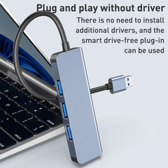 4 in 1 USB to USB3.0x4 HUB Adapter, Cable Length: 1.2m, BYL-2013U3 12cm