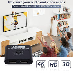 2 In 1 Out 4K HD Video Bi-Direction HDMI Switcher, SL