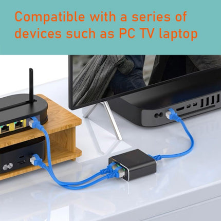 OZHW3 RJ45 1 to 2 Splitter Adapter Network 1000M LAN Ethernet Female Connector, OZHW3