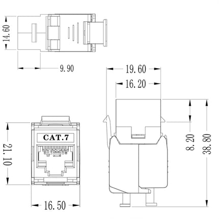 CAT7 Module Class 7 Zinc Alloy Shield Mother Block 1208XHC7, CAT7